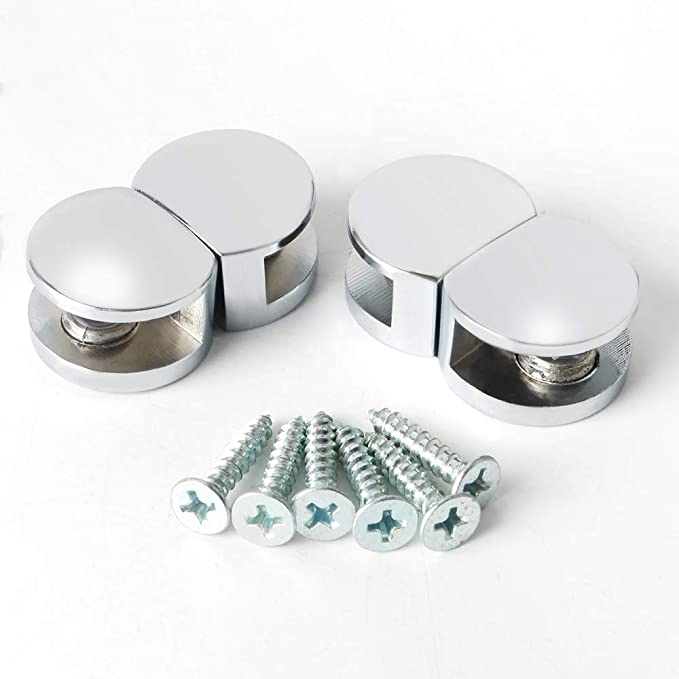 Adjustable Heavy Duty Glass Shelf Bracket Clamp Holder Clip 4 PCS Chrome