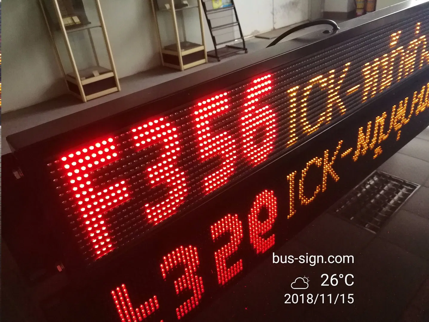 Single Line Dual-Color LED Bus Route Stops Sign with Thai Language