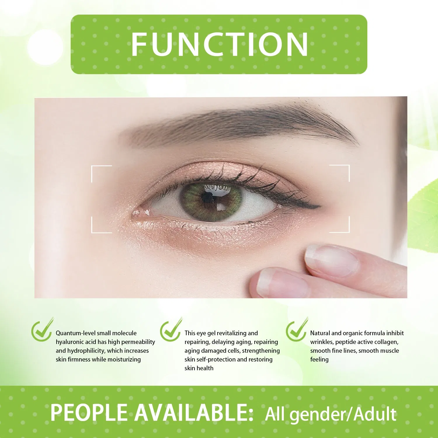 Anti Aging Nourish Eye Gel Peptide Vitamin Firming Wrinkles Fine Lines Dark Circles Eye Bags Removal Cream