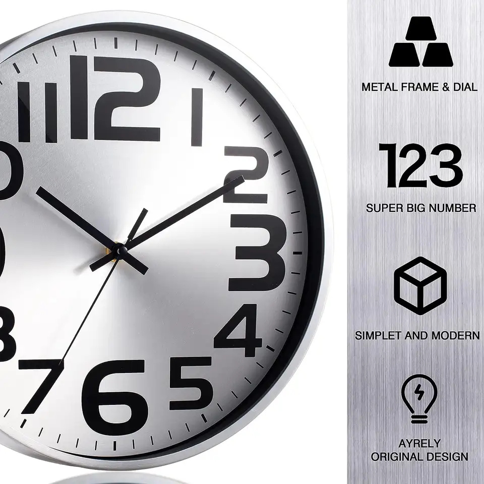 OEM The Best-Selling Metal Round Aluminum Wall Clock for Living Custom Silent Silver Clock