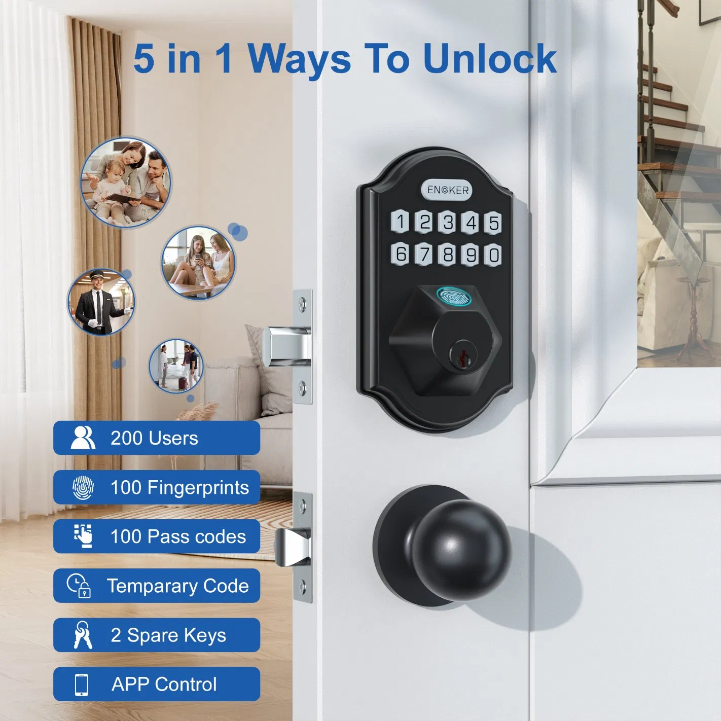 Keyless Entry Tuya Smart WiFi Lock Biometric Fingerprint Digital Code Smart Life APP Condominium Door Lock