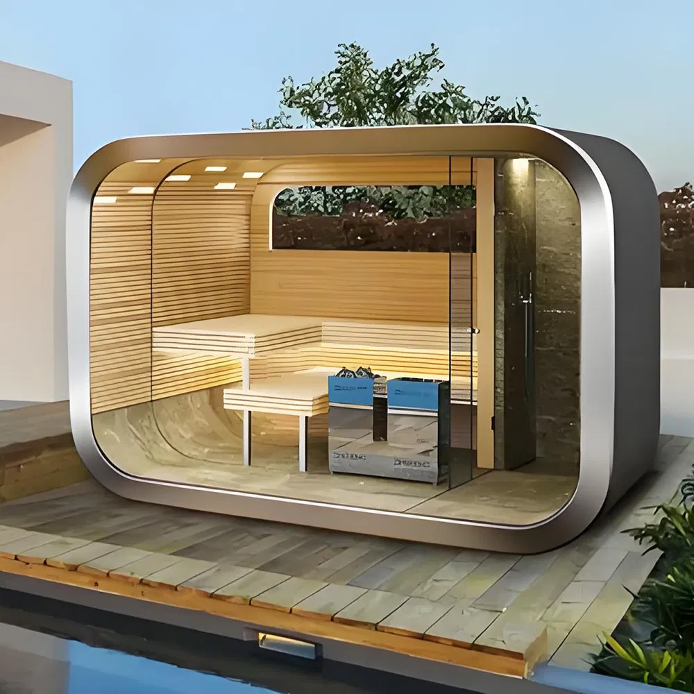 Premium Outdoor Electric Red Cedar Steam Sauna Room for Relaxation