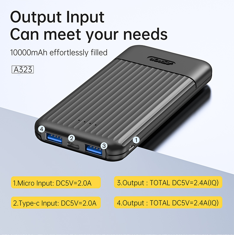 Portable Charger Powerbank 10000mAh Slim Power Bank for Emergency