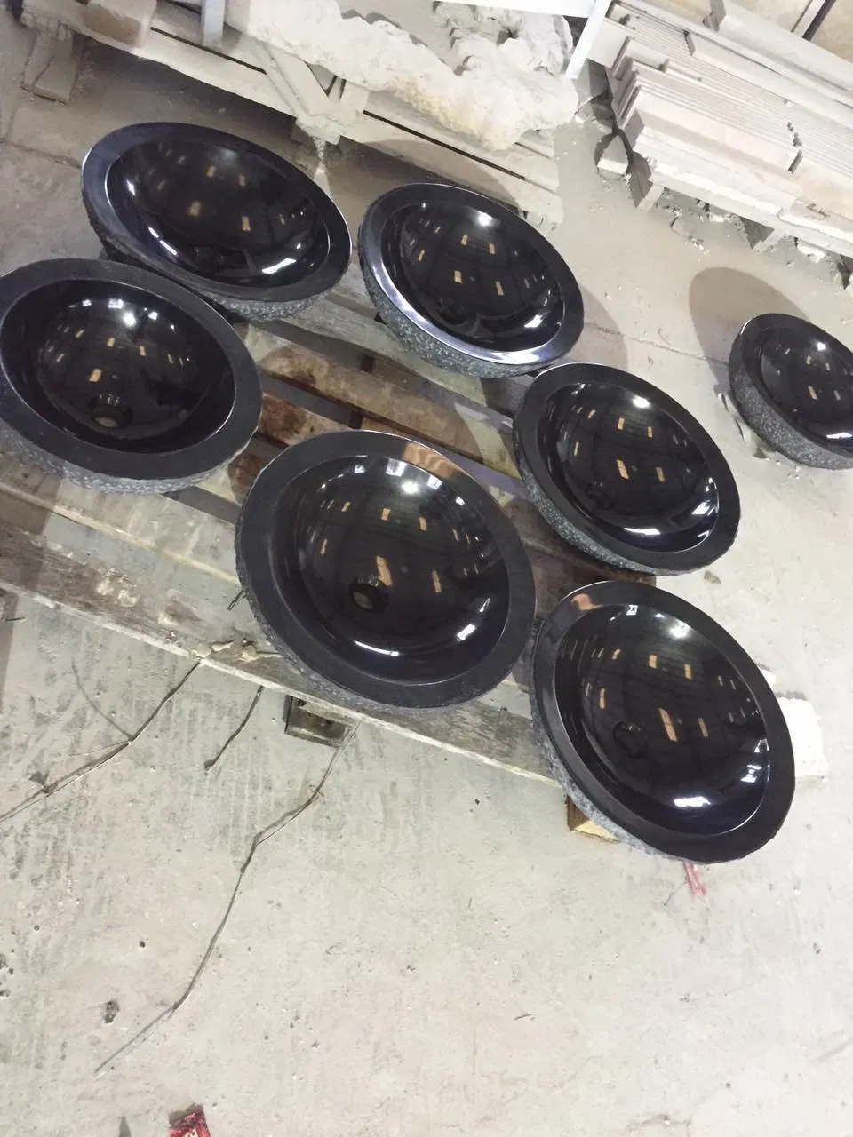 Natural Stone Shanxi Black Granite Oval Polished Sink for Bathroom Garden Landscape