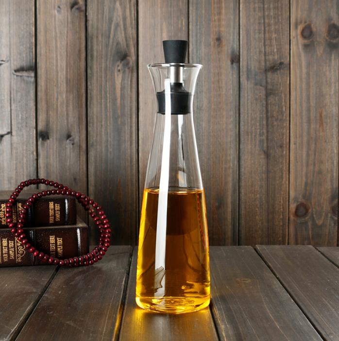 Household Glass Oil Pot Kitchen Spice Bottle Jar Kitchen Cooking Oil Bottle Double Pot 2 Outlet Sauce Bottle with Lid