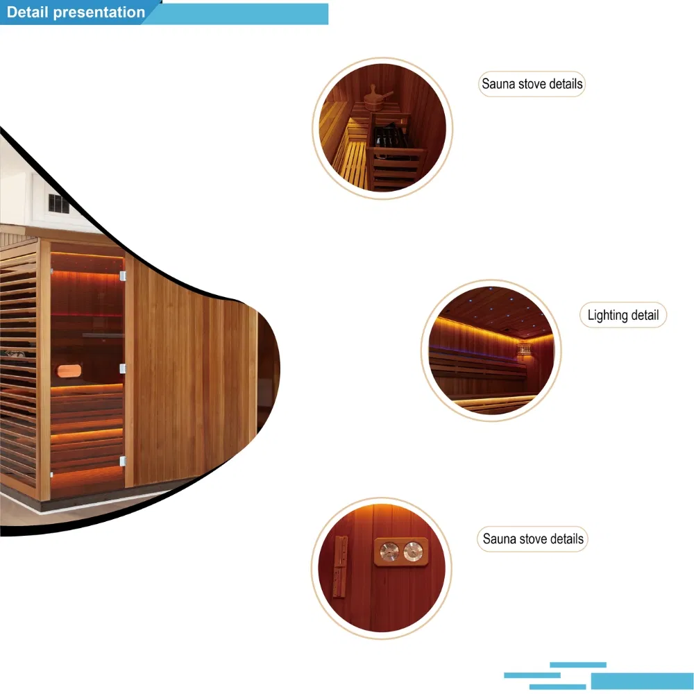 Люкс сауна-душ 5 персон из хемлока с сухим паром