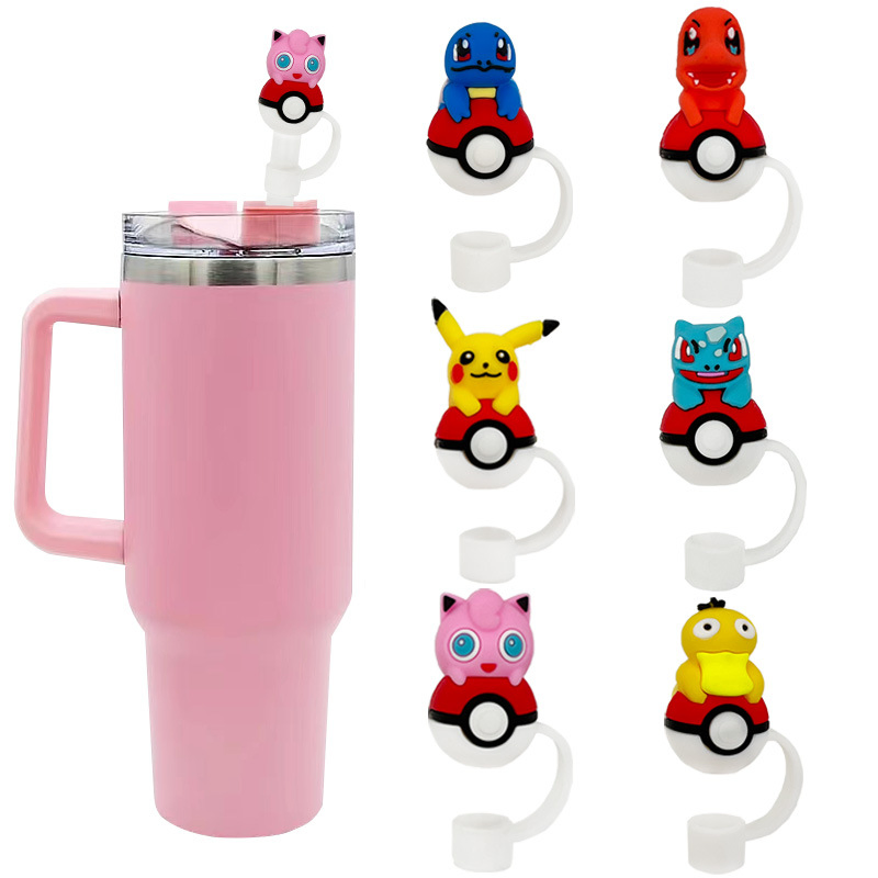 New Pokemon Straw Cap, Straw Sleeve, Dust Plug, Personalized, Fits 10mm Straws
