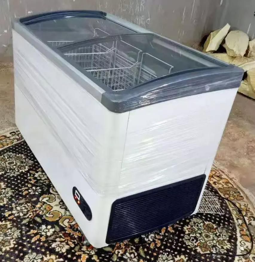 Aluminum Plastic Double Door Deep Freezer Glass Door for Ice Cream