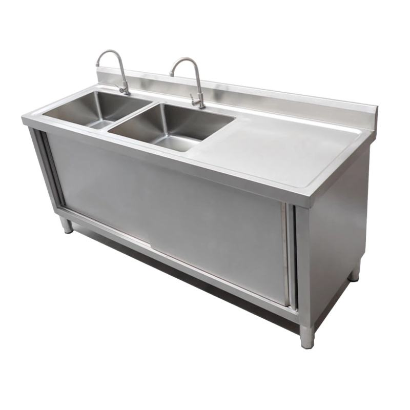 Food Service Stainless Steel Worktable Cabinet with Washing Basin