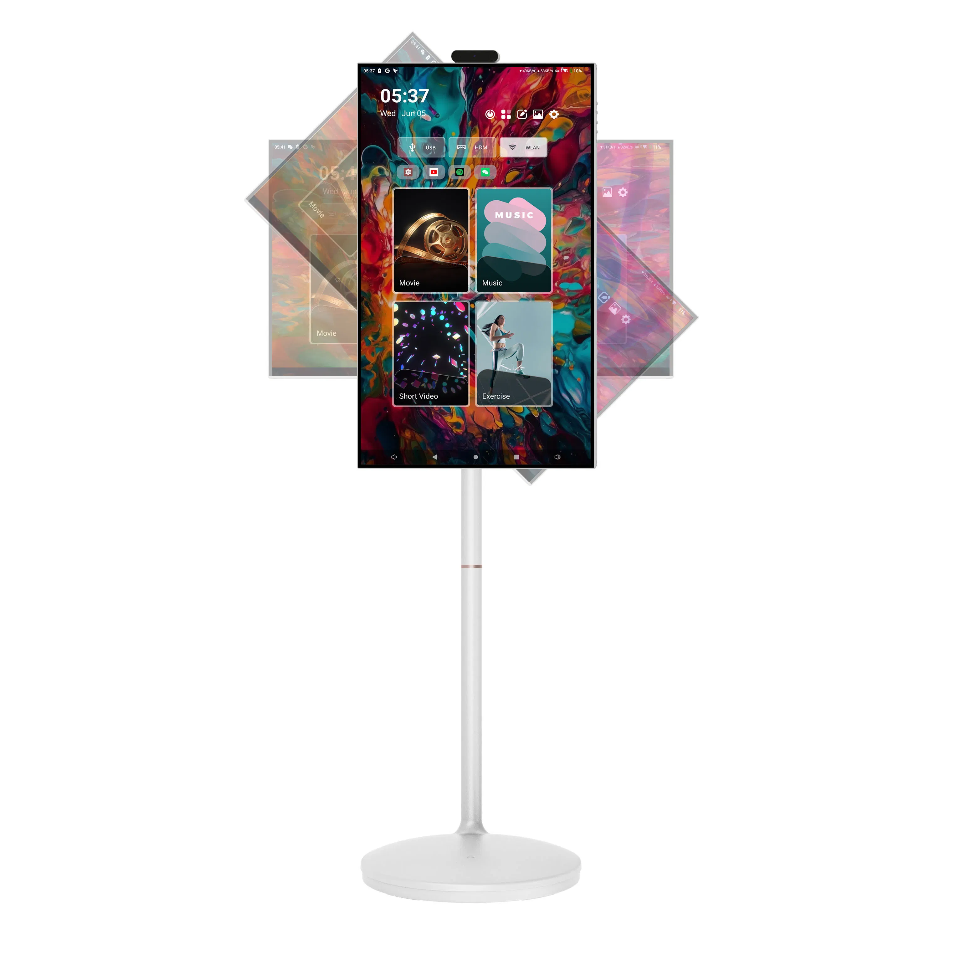 32-Inch Capacitive Floor-Standing Touch-All-in-One Portable Touch Screen LCD Monitor with Big Capacity Battery