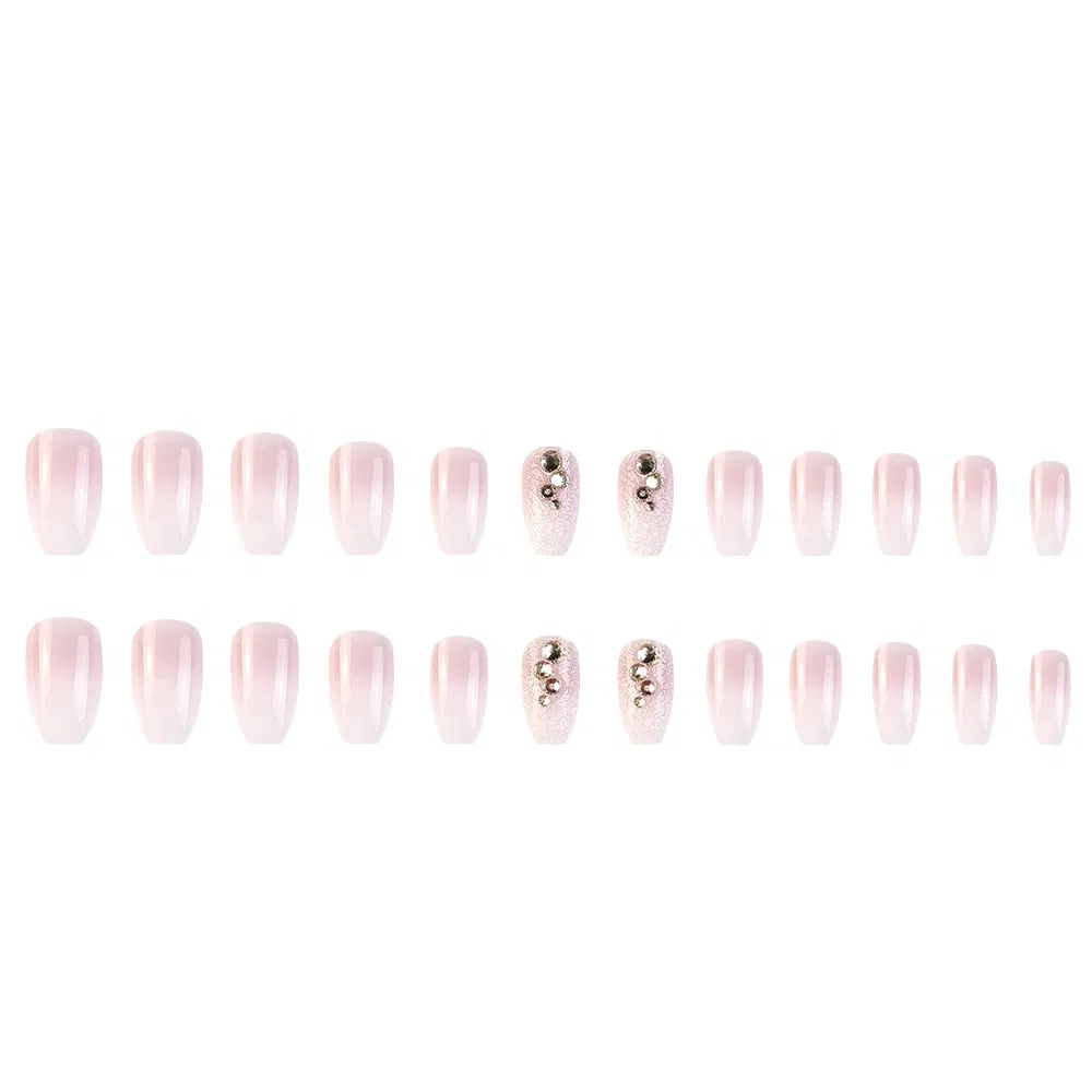 Pinkish Nail Patch Rhineshires Wear Nail Length Glitter Gradient Color