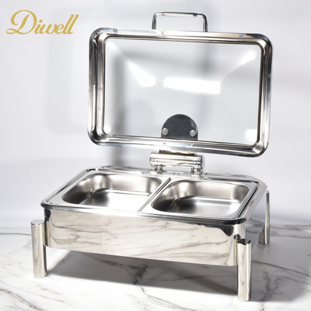 Catering Equipment 9 Liter Buffet Chafer Rotation Flip Chafing Dish