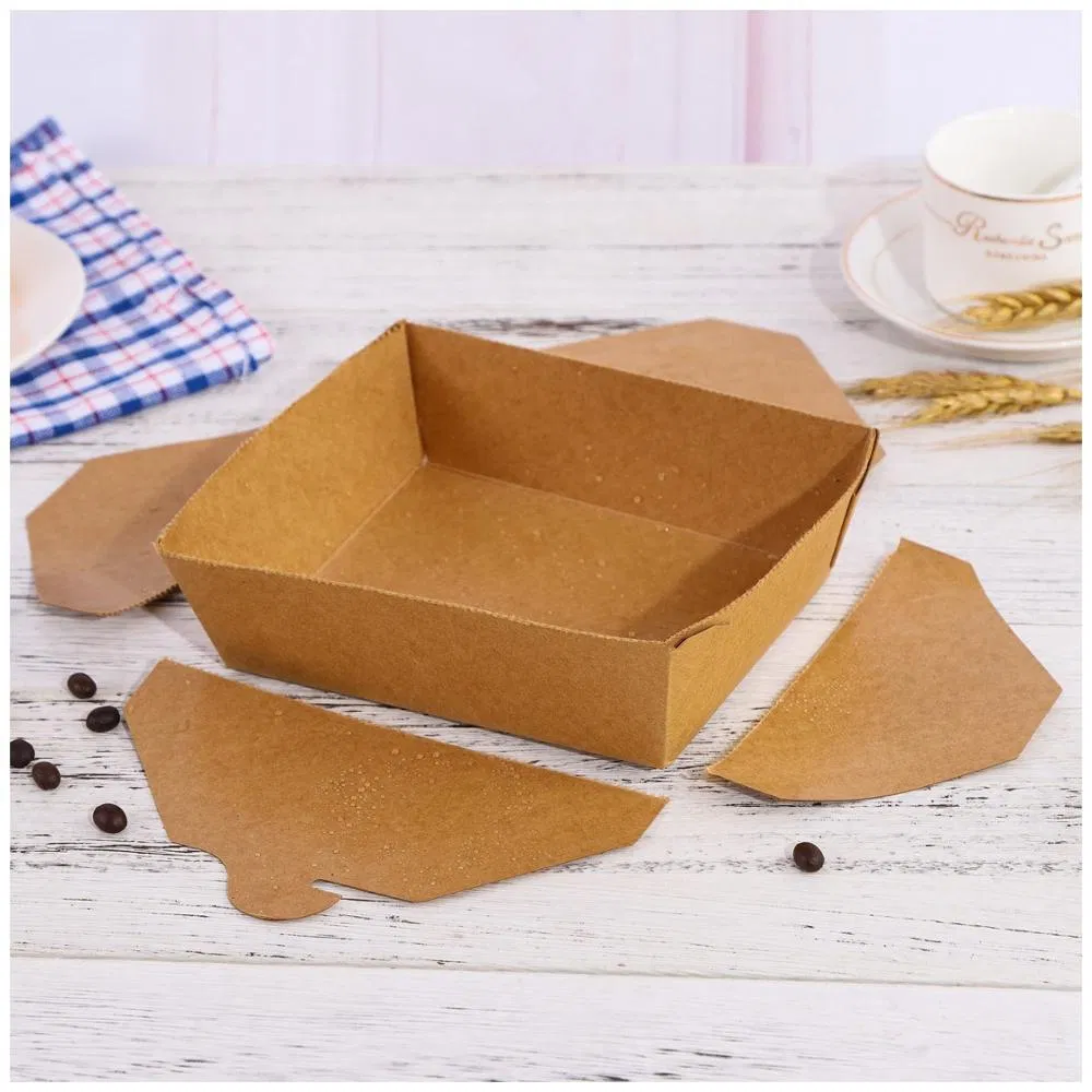 China Factory Wholesale Disposable Bento Restaurant Kraft Paper Lunch Box Packaging for Fried Chicken