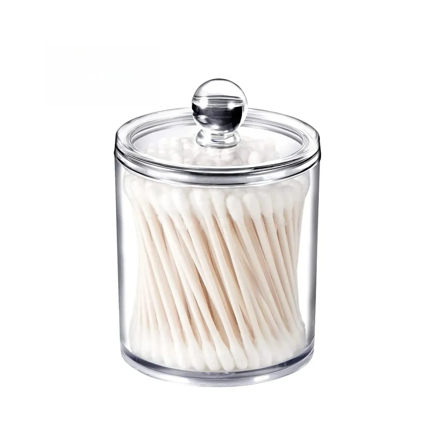 Multifunction Qtip Holder Storage Canister Clear Plastic Acrylic Jar Bathroom for Cotton Ball Cotton Swab