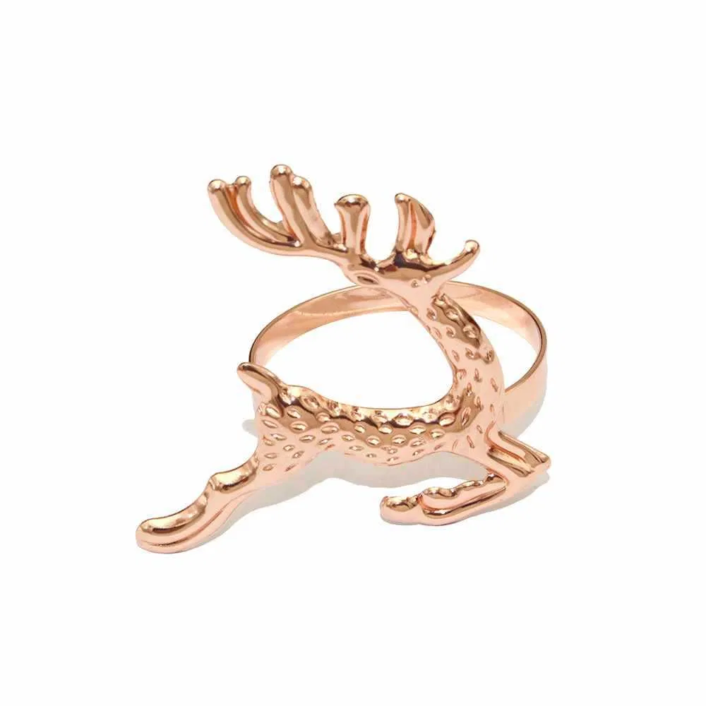 Table Decoration Hotel Metal Napkin Holder Christmas Tree Deer Golden Napkin Buckle
