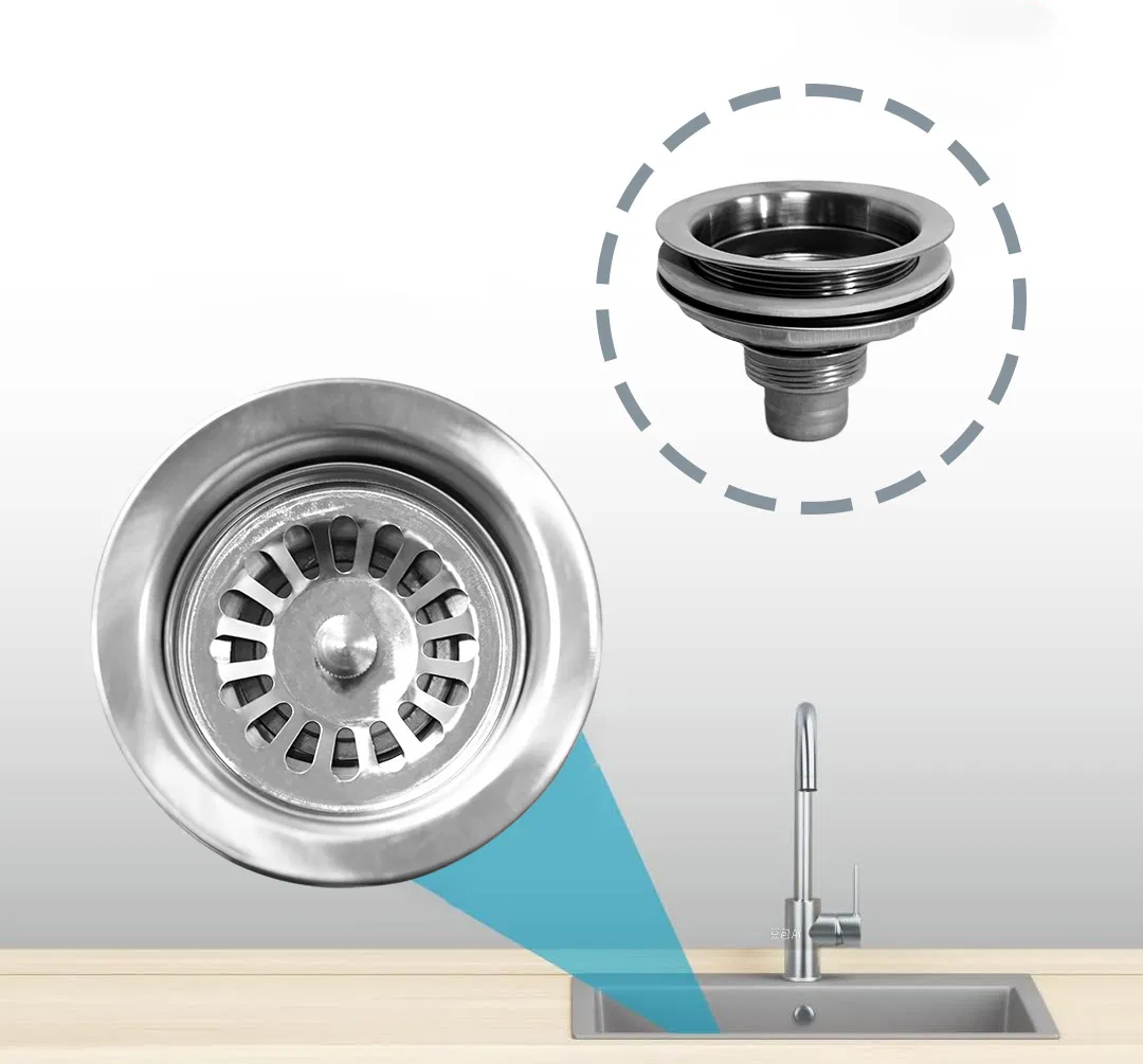 High Quality Stainless Steel Kitchen Barbecue Grill Kitchenware Accessory Replacement Part Drain Assembly with Strainer Basket Sink Funnel Filter