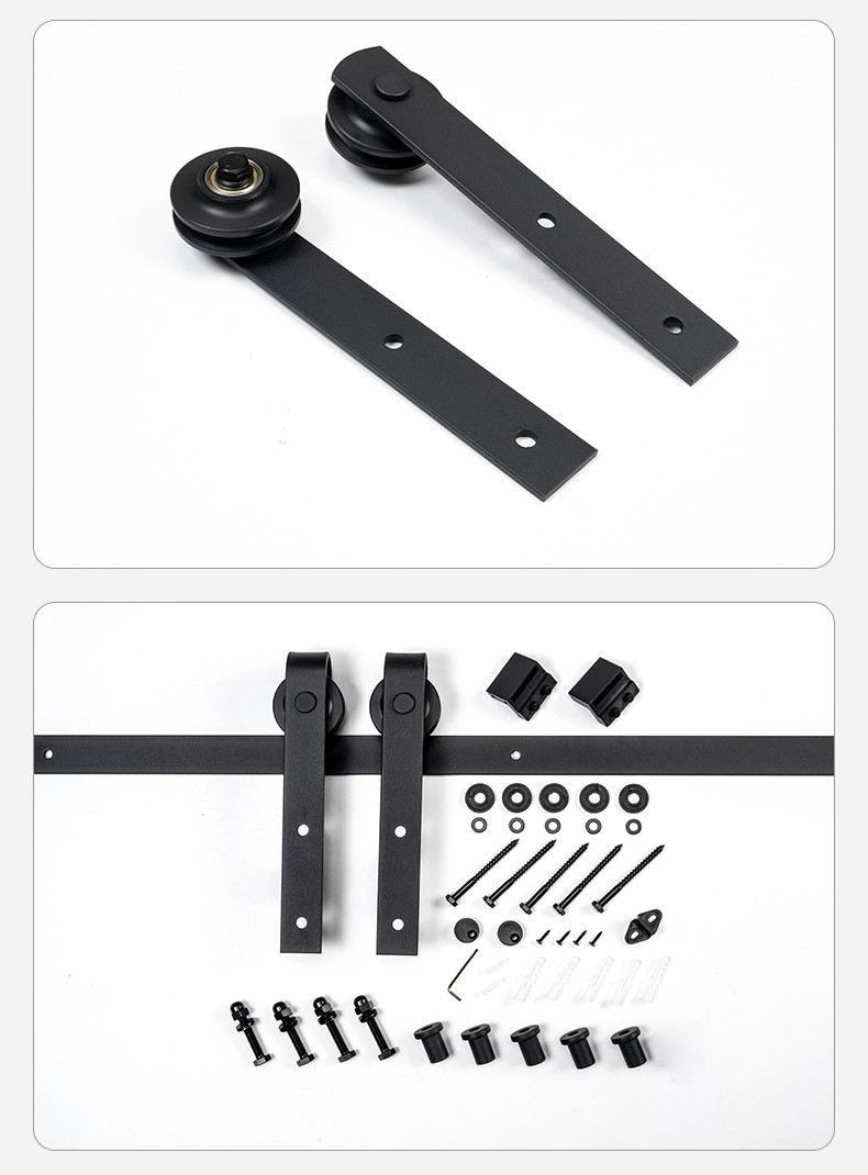 Wholesale Interior Wrought Jointed Sliding Carbon Steel Door Wood Barn Sliding Rail Door Hardware Kit