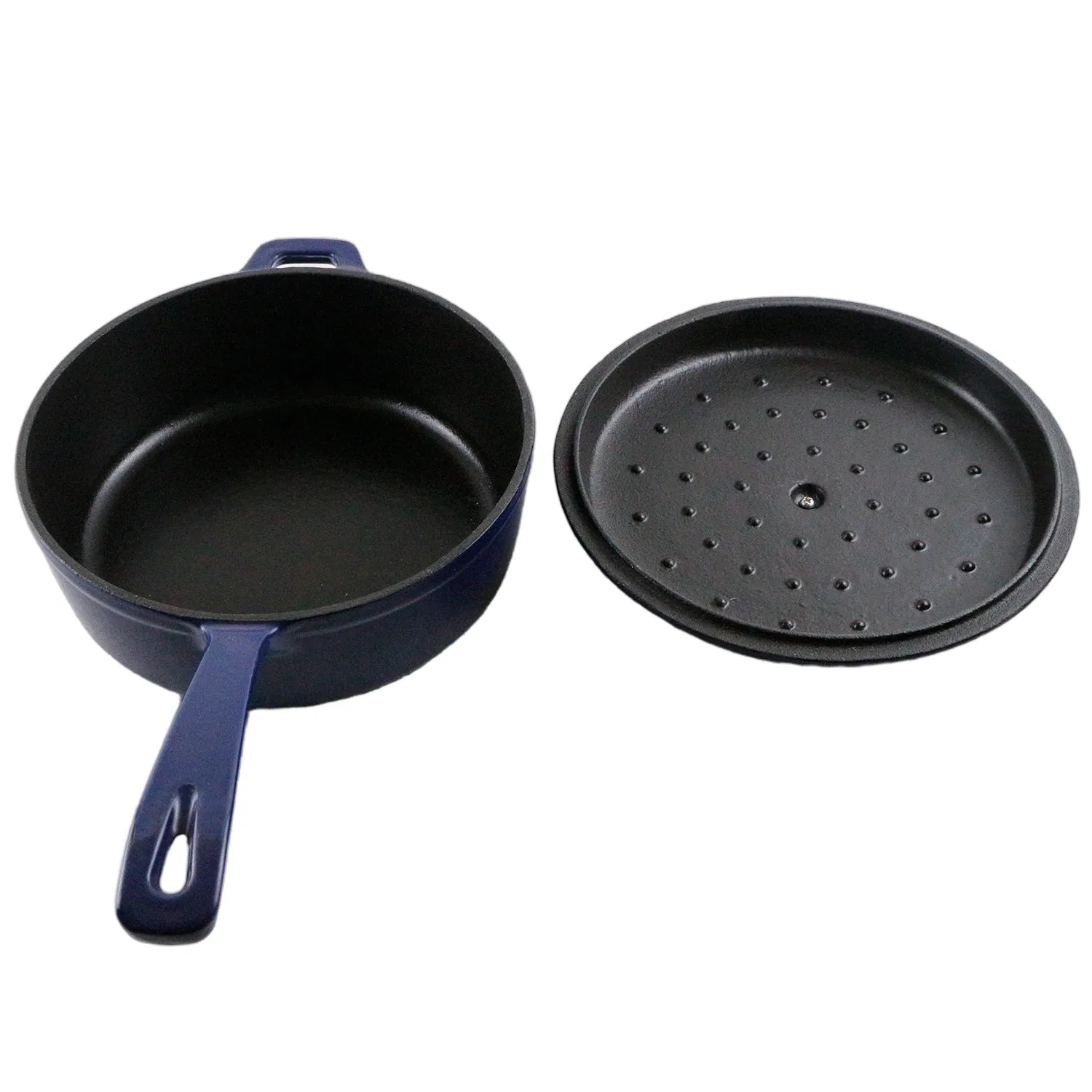 Эмалированная чугунная кастрюля малая, двухцветная