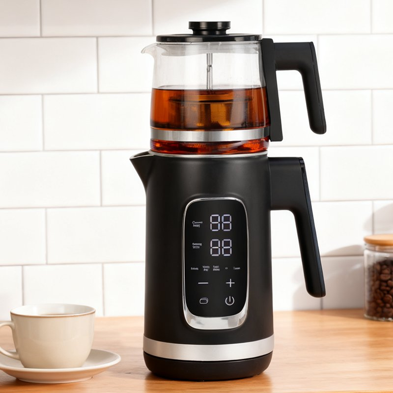 Smart Home Kitchen Appliance Electric Boiling Pot Digital Control 1.5+1.1L Dual Kettle Tea Maker Cordless Kettle with Tea Pot