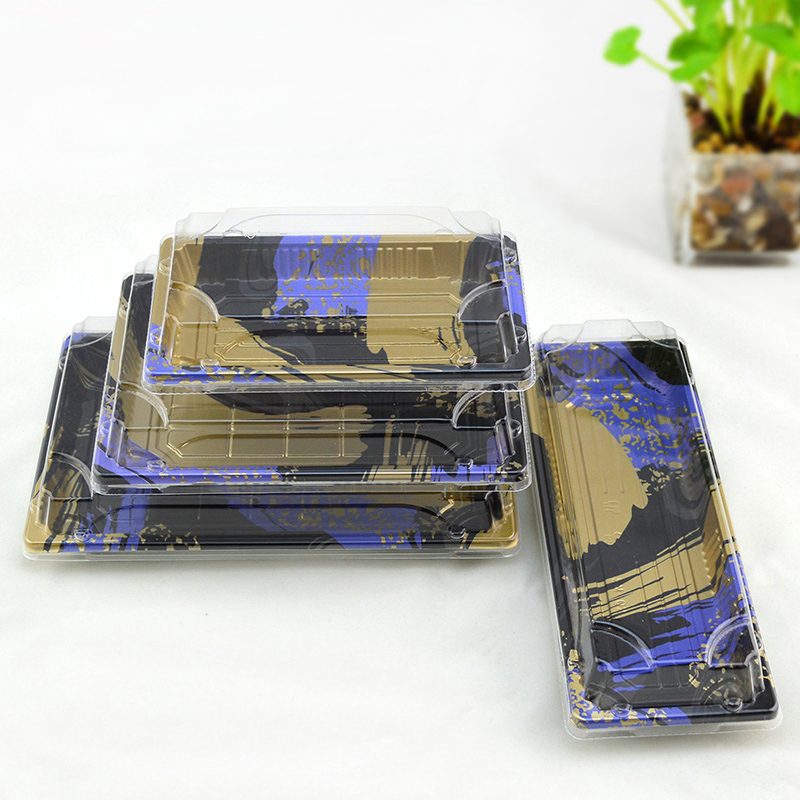 Disposable Transparent Plastic vacuum Container, BOPS Sushi Take Away Box, Vegetable and Fruit Packaging Box