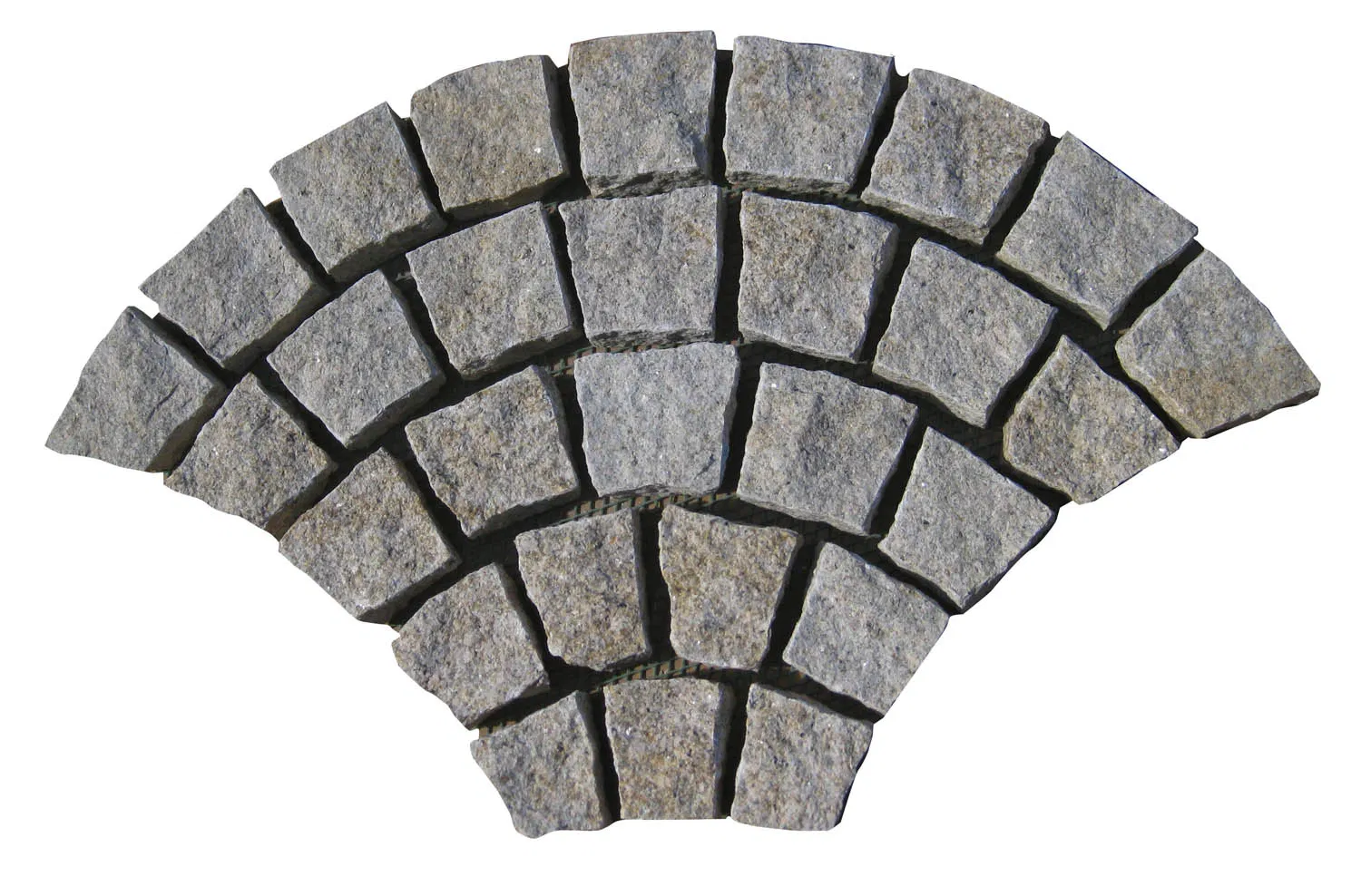 Fan Shaped Chinese Granite Walkway Road Pavers Cobble Pavers Grey Cube Stone