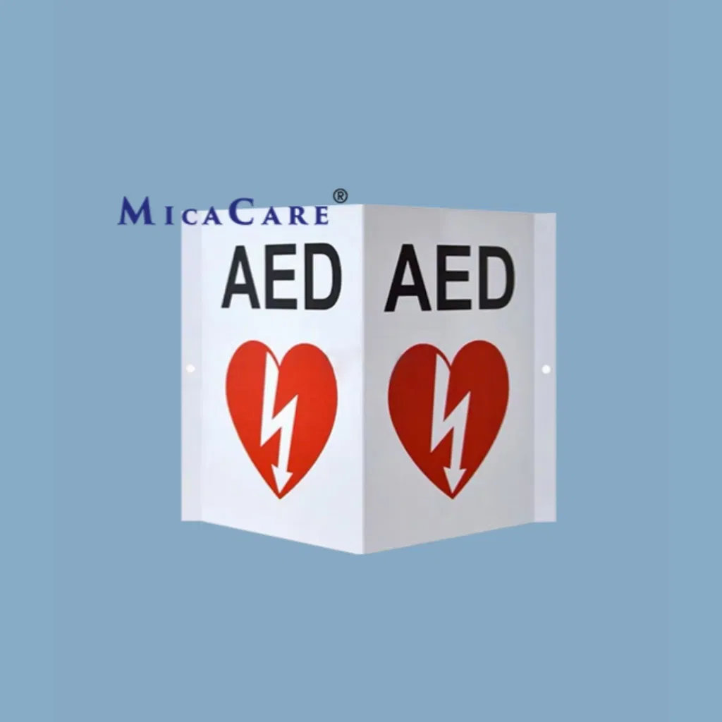 White Coated Steel First Aid Aed Sign for Location of Defibrillator