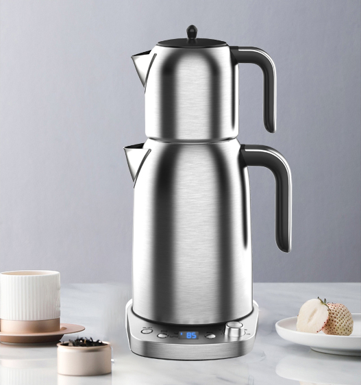 1.7L Electric Tea Maker Machine Stainless Steel 304 with Temperature Control Automatic Turkey Coffee and Tea Tray Set