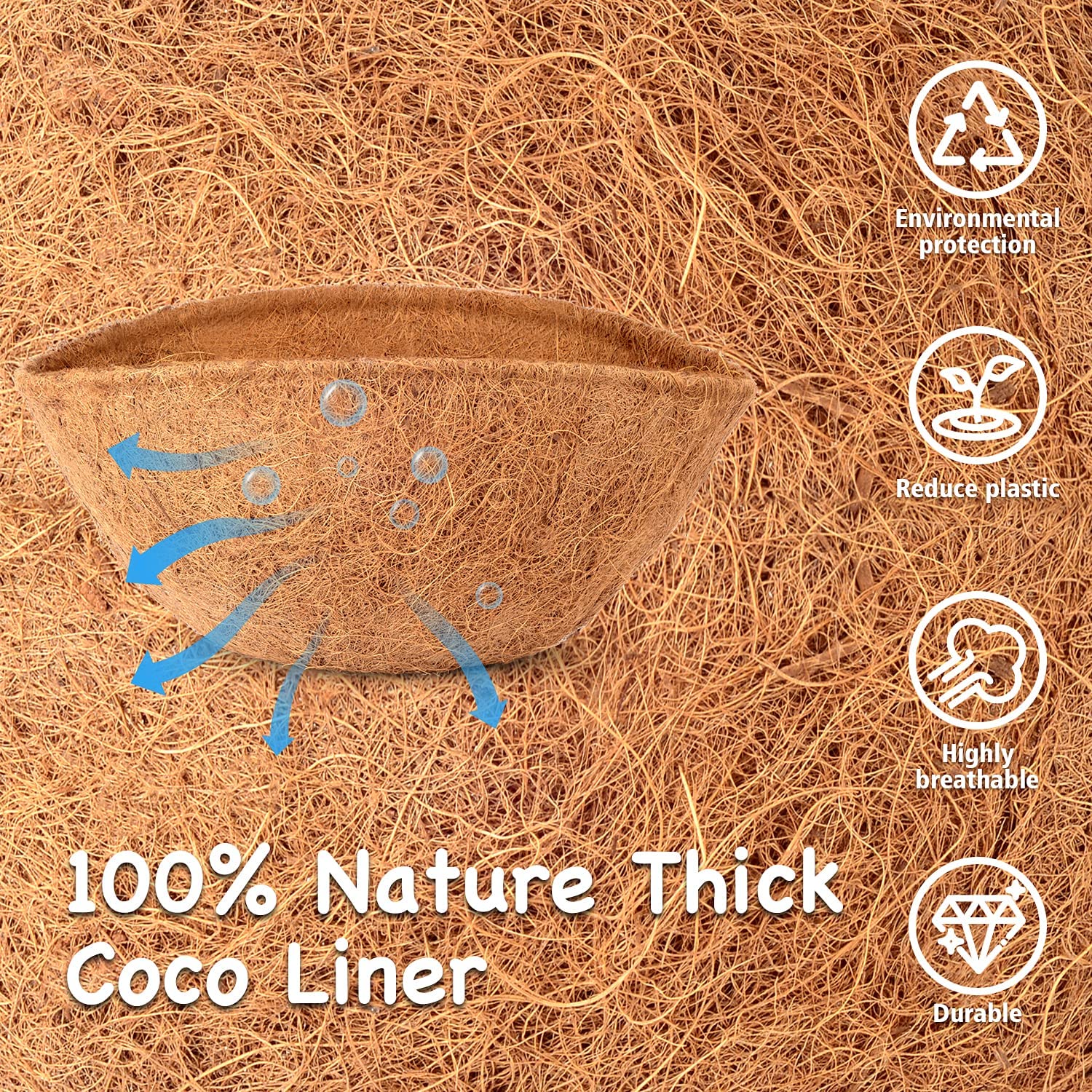 Кашпо подвесные кокосовое покрытие 25 см