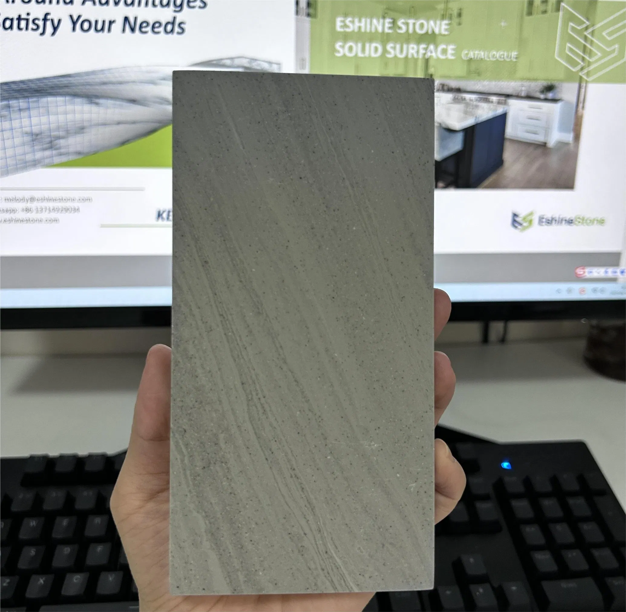 Building Materials Eshine Terra Grey Imitate Terrazzo Marble China Hanex Solid Surface Price Corian Solid Surface Artificial Stone Artificial Marble Slabs