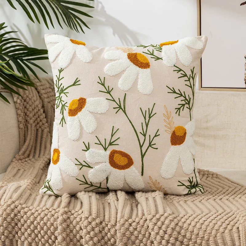 Embroidery Tufted Cushion Decor with Colorful Bohemian Patterns Available