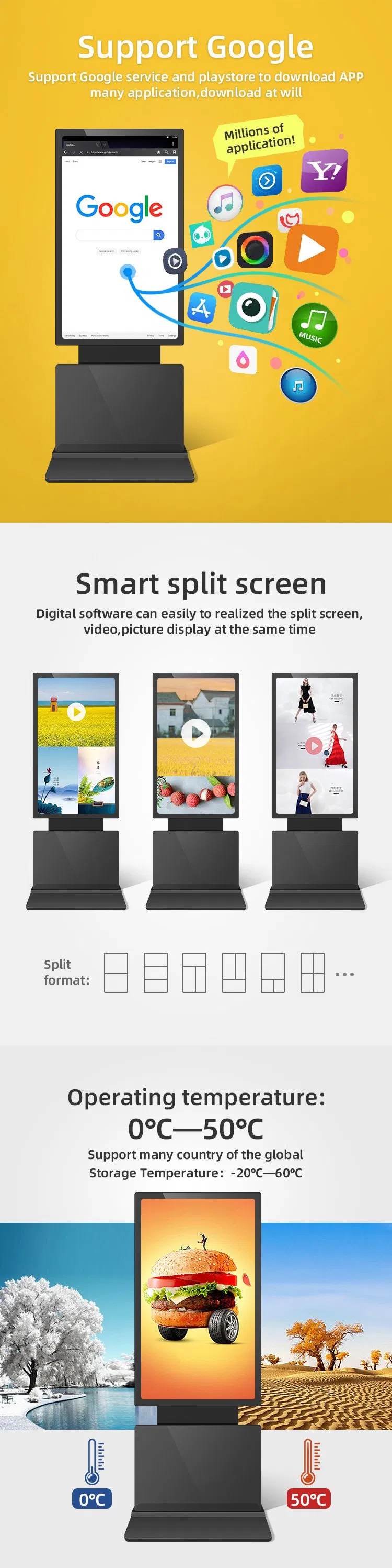 Интерактивный сенсорный киоск с вращающимся экраном 43-65 дюймов