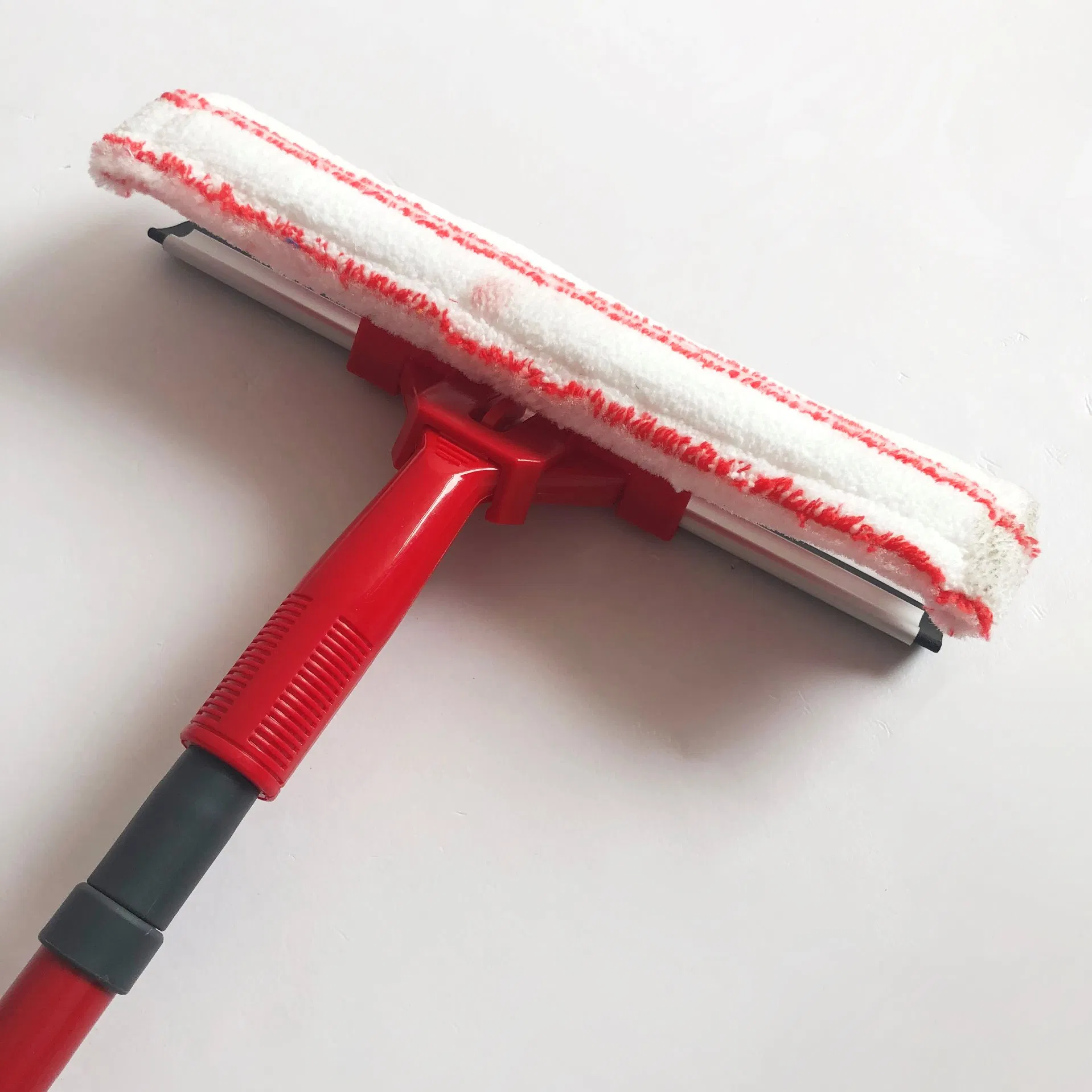 PP T-Bar with Rubber Squeegee & Microfibre Refill Double Sided Window Wiper Extendable Metal Handle for Car Squeegee Floor Mirror Cleaning