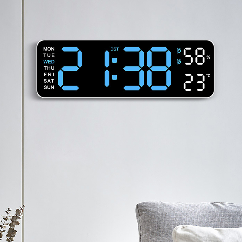 Digital LED Alarm Clock Electric Clock with Calendar Temperature Humidity Table Clock
