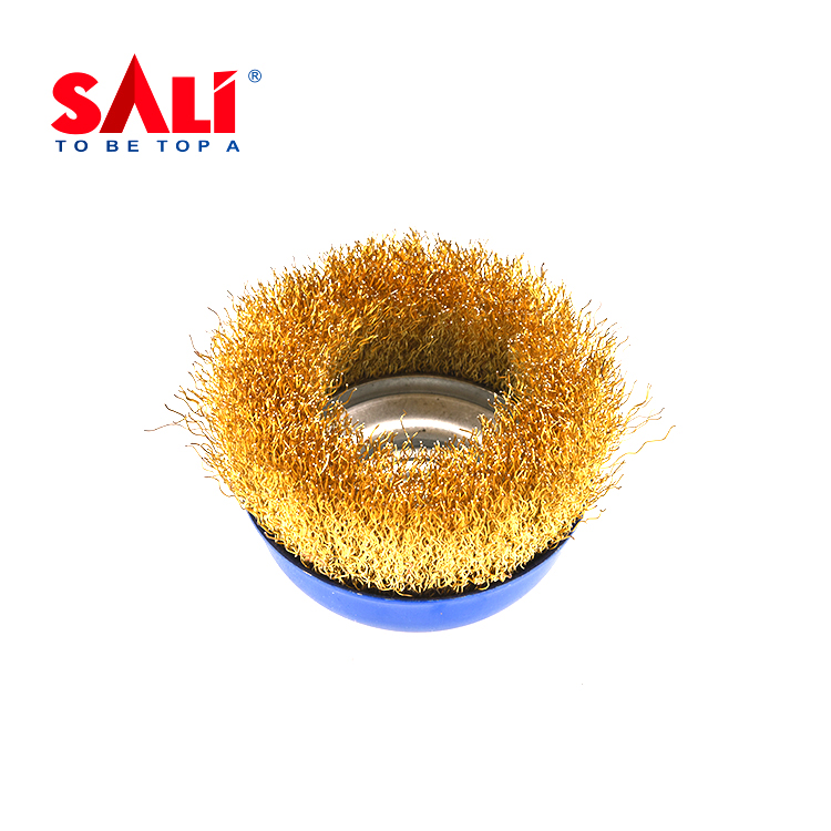 Abrasive Brass Crimped Wire Cup Brush with Hcs Wire