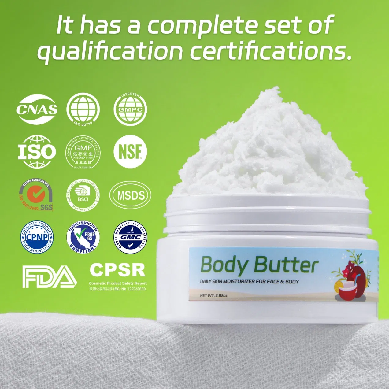 Natural Moisturizing Cream Organic Shea Cocoa Hydrating Skin Care Body Butter