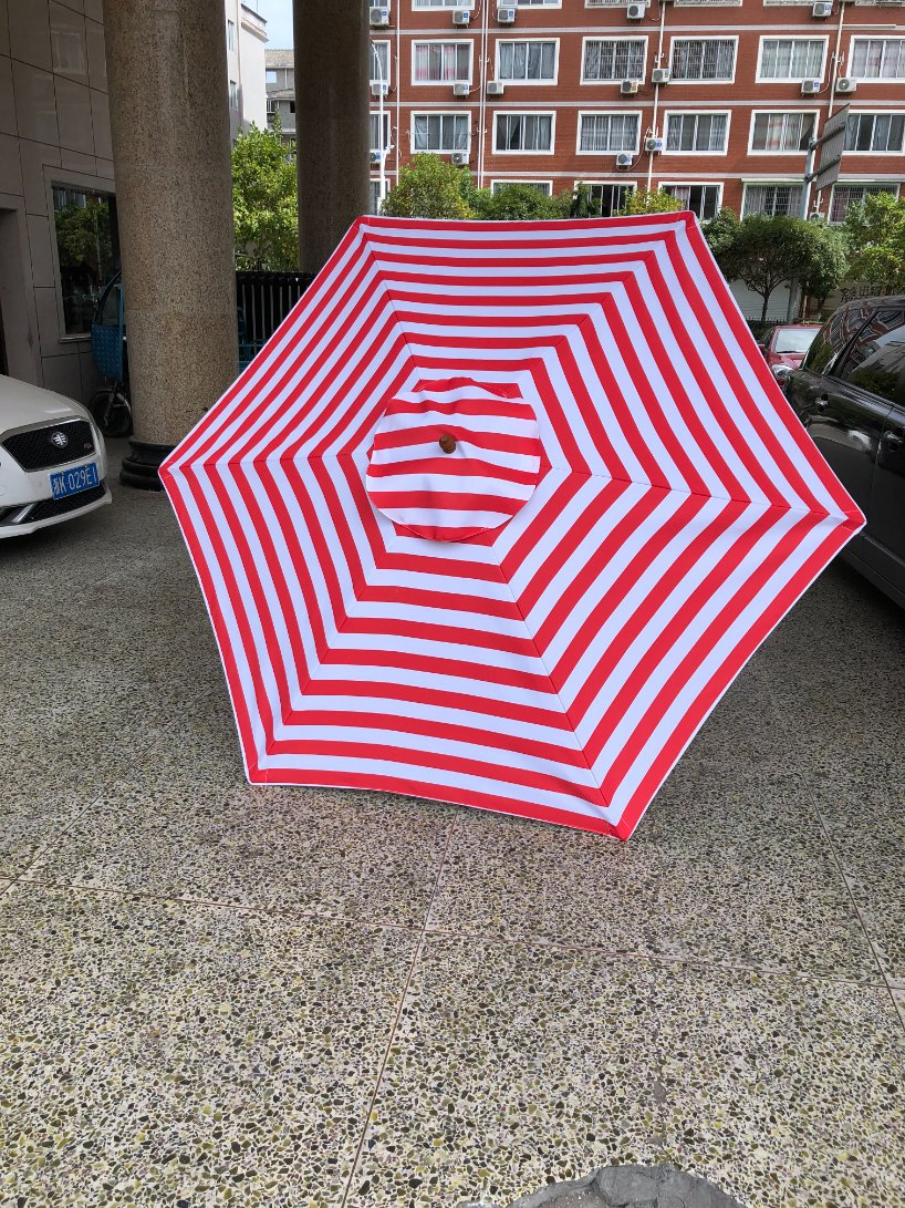 Garden Patio Sun Shade Beach Round 2.5m Market Wooden Parasol Stripe Cover