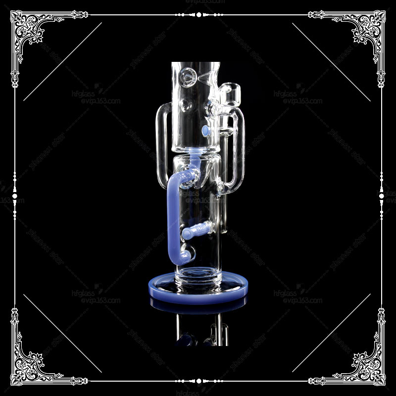 14 Inch Straight Neck Heavy Thickness Glass Smoking Water Pipe Shisha Hookahs Glass Pipe Glass Bubbler Glass Smoking Recycler Percolator Oil DAB Rigs