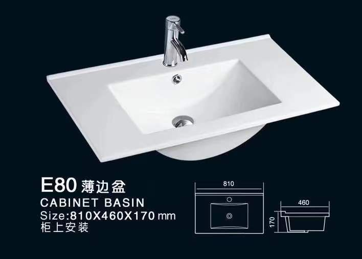 White Ceramic Bathroom Sink Thin Edge Ceramic Wash Cabinet Basin
