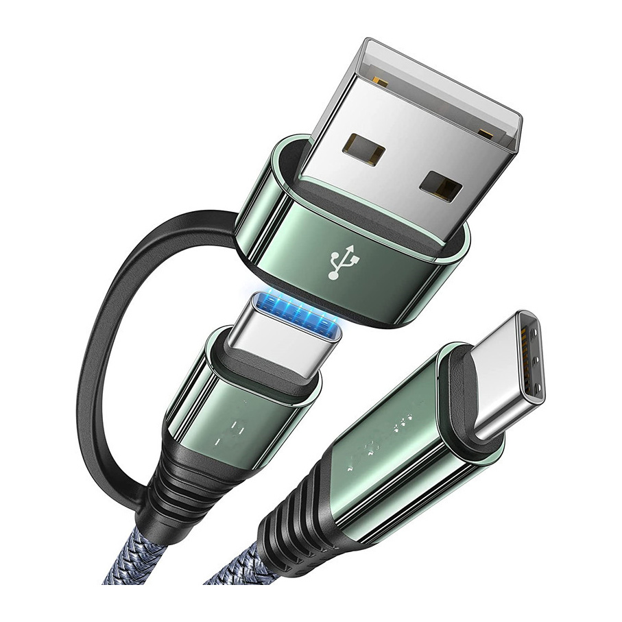 Кабель USB-A на Type-C 2в1 для быстрой зарядки и передачи данных