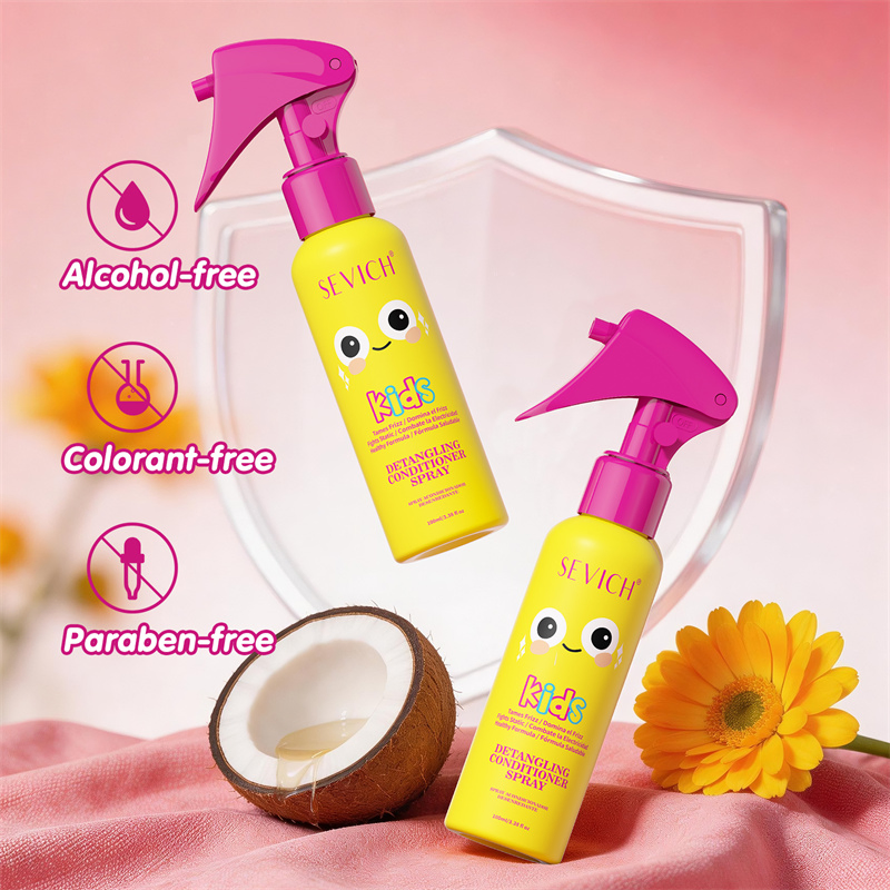 Private Label Kids Hair Detangler Spray OEM Organic Coconut Oil Hair Heat Protection Instant Detangling Spray
