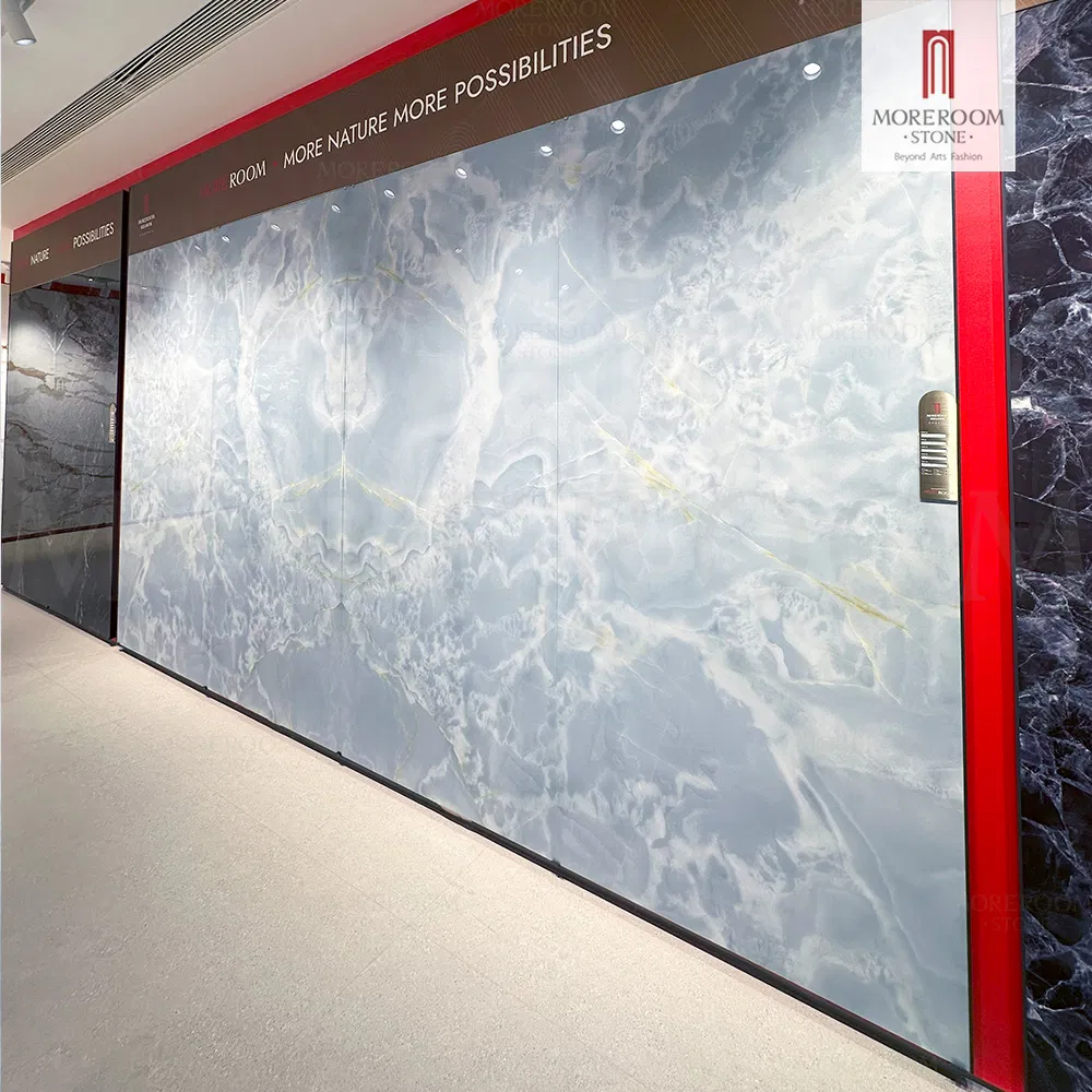 1200X2800mm Eco-Friendly Artificial Blue Translucent Stone Onyx Sintered Slab for Commercial Spaces