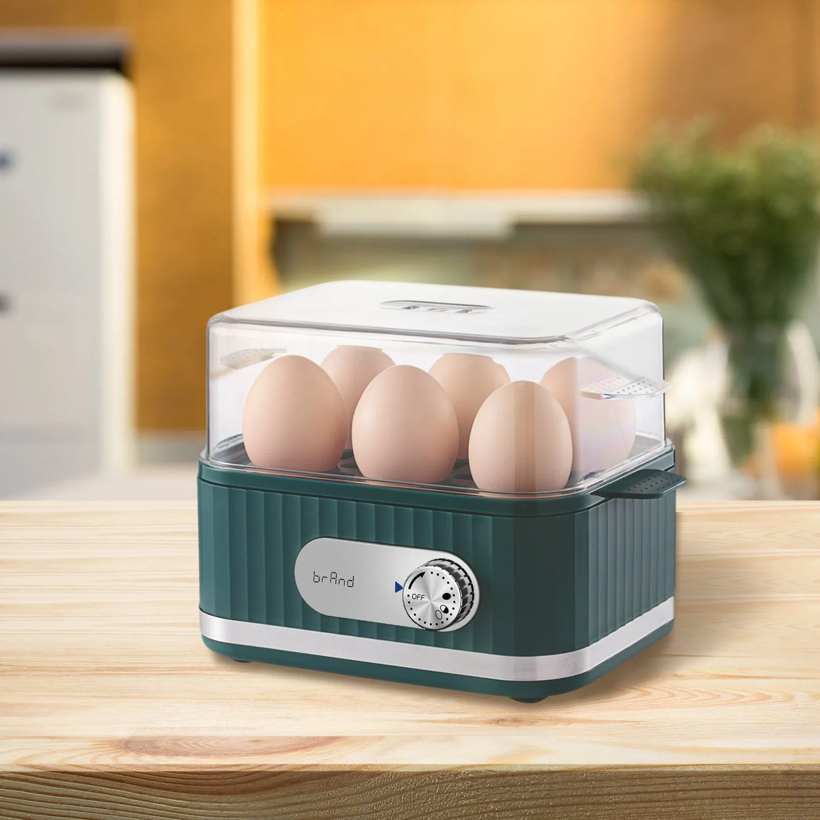 400W Electric Egg Cooker with Timer for Perfectly Boiled 6 Eggs