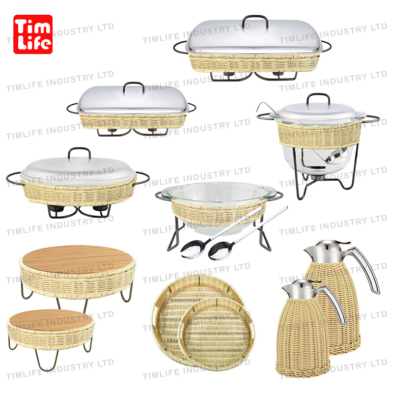 Rattan Buffet Set Chafing Dish Food Warmer Serving Chauffe Plat a Gratin Buffet Pemanas Makanan Naczynia Z Podgrzewaczem Oval Dish