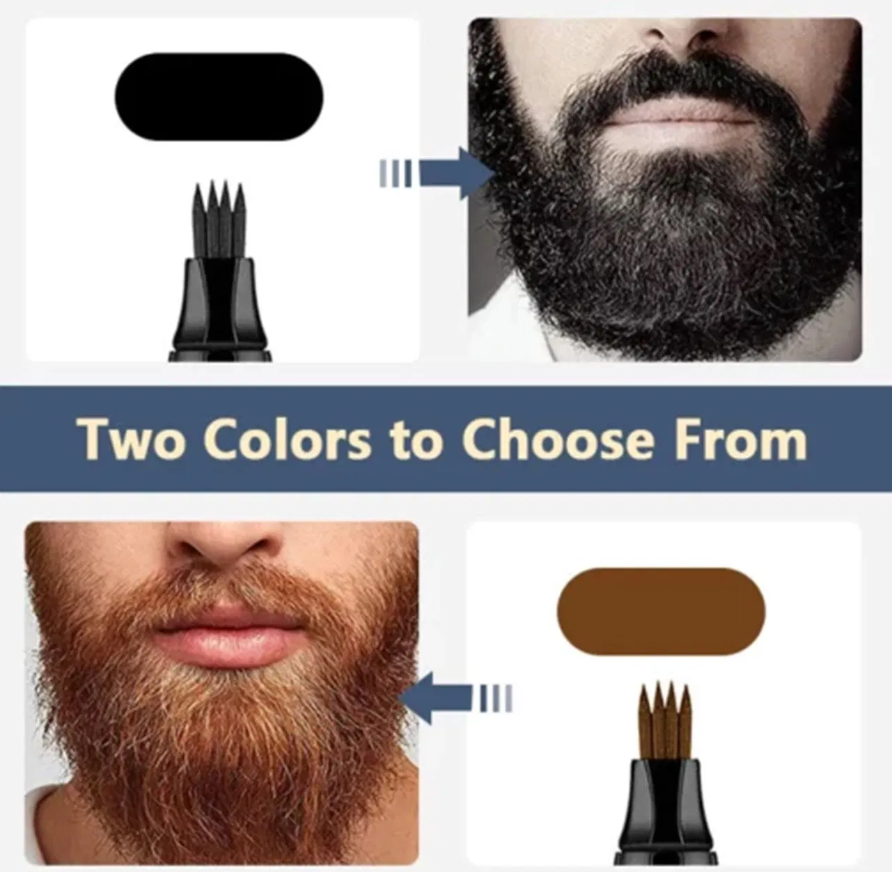 Natural Black Beard Pencil Filler for Men Filling Powder Dark Brown Black Beard and Eyebrow Filler Pen Kits