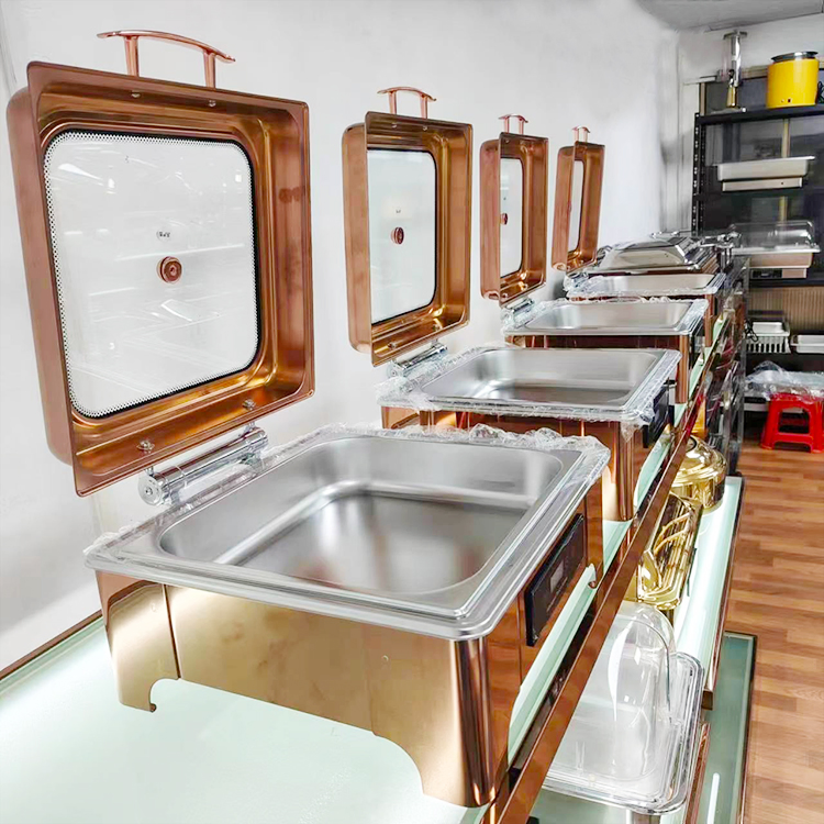 Rose Gold Square 6L Chafing Dish Wedding Catering Buffet Hot Pot Heating Food Buffet Display