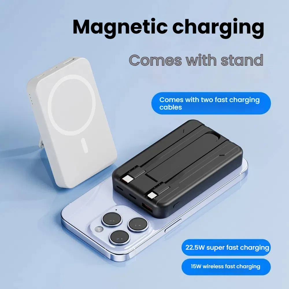 Portable Magnetic Charger Power Bank for Apple for iPhone 16 15 PRO Shockproof 10000mAh Wireless Power Bank with Cable