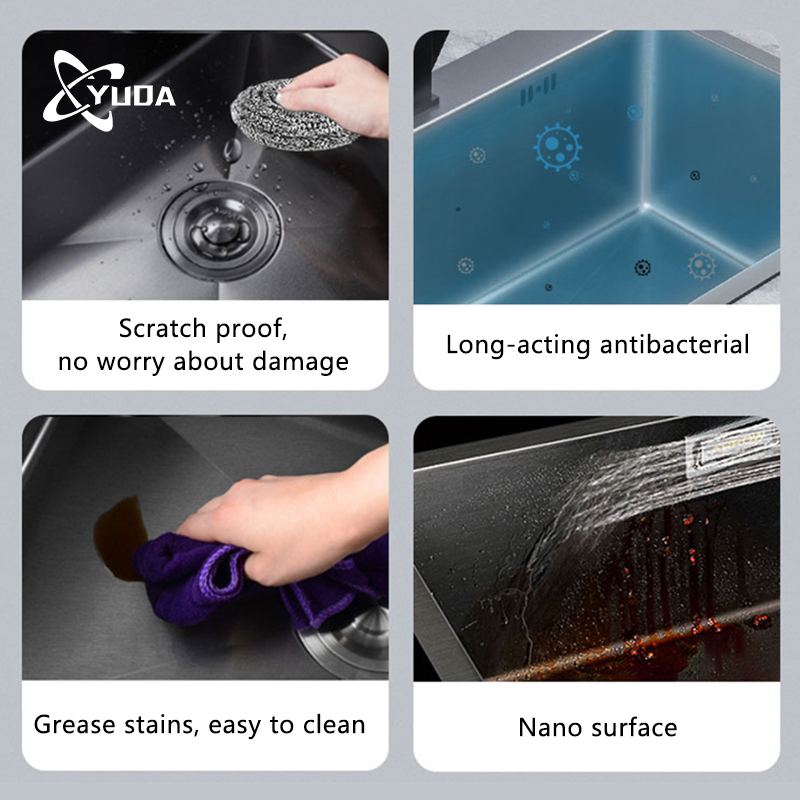 Smart Commercial Black Nano Stainless Steel Undermount Kitchen Sink Fregadero Cocina