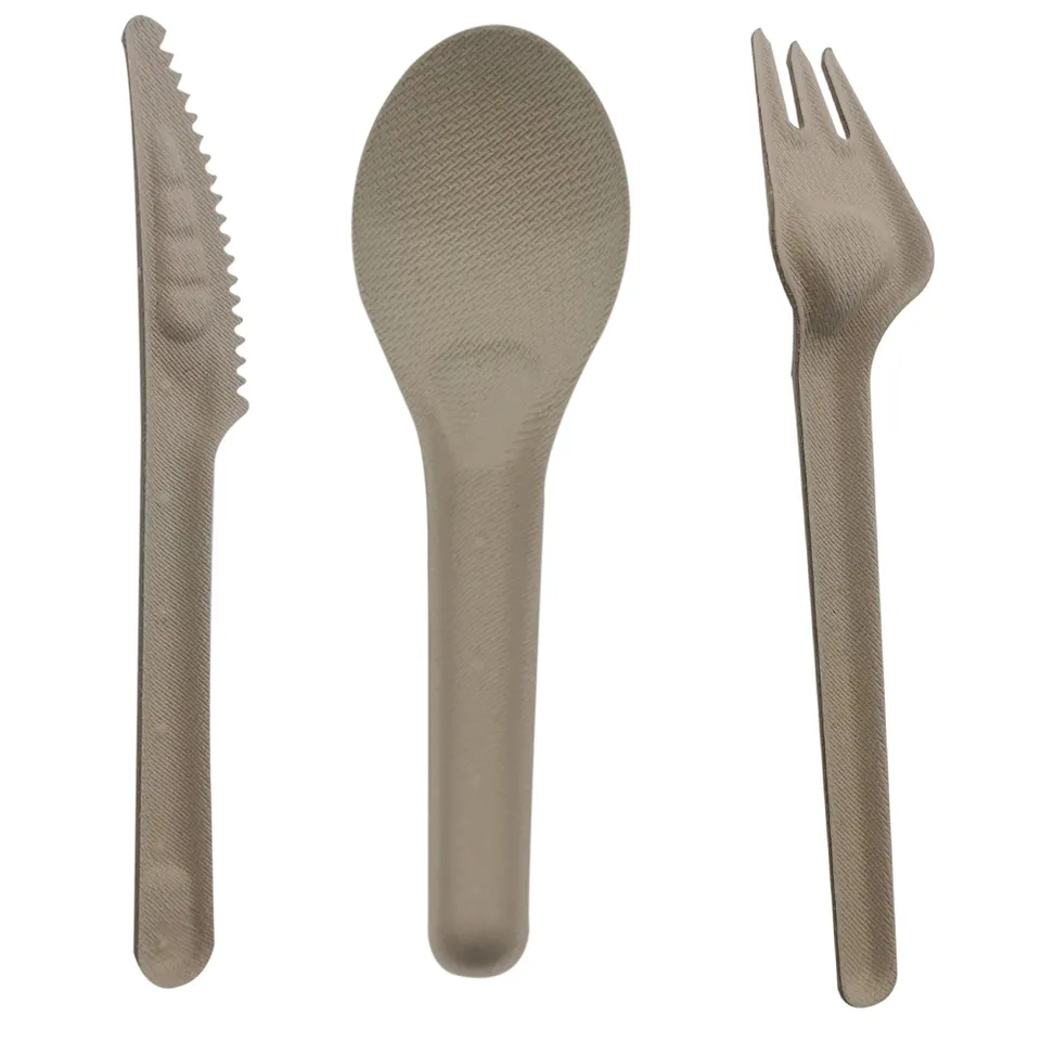 Disposable Biodegradable Tableware Sugarcane Tableware Biodegradable Cutlery Fork Knife Spoon