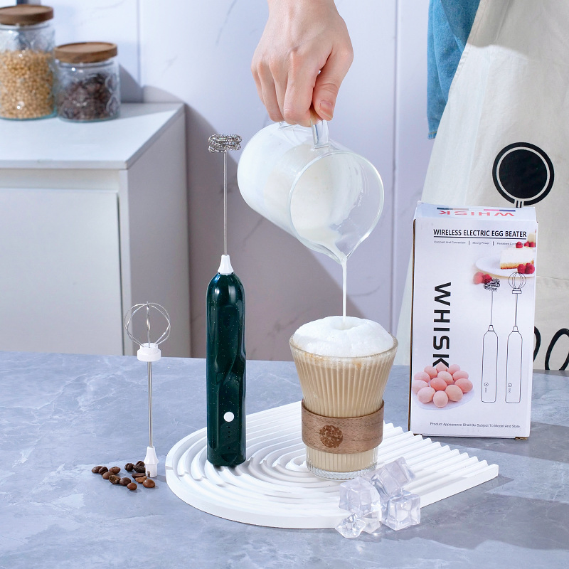 Handheld Milk Frother for Coffee Stainless Steel Coffee Frother Electric Drink Mixer Whisk Ergonomic Hand Frother with Stand