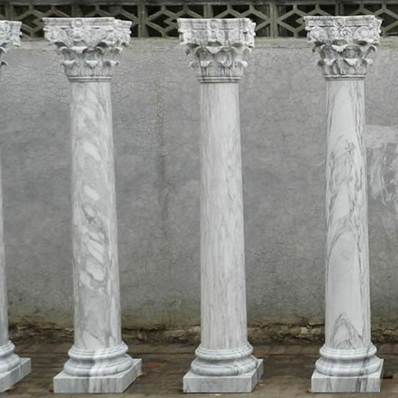 Hand Carved Exterior Decorative Pillar Stone Marble Columns for Sale